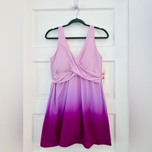 Lands' End NWT Slender Suit Pink and Purple Ombré Women's Swim One Piece